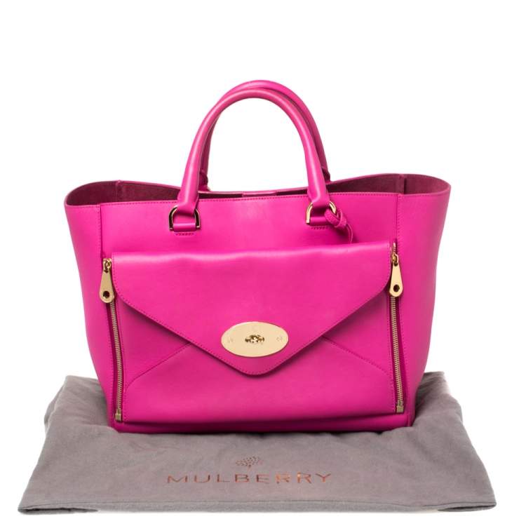 Pre Owned Mulberry Fuchsia Leather Large Willow Tote