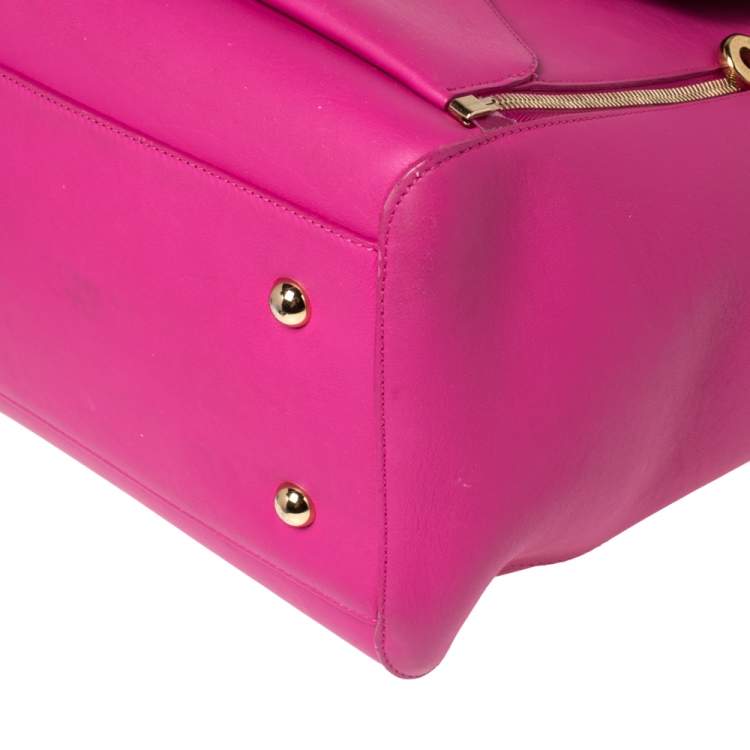 Pre Owned Mulberry Fuchsia Leather Large Willow Tote