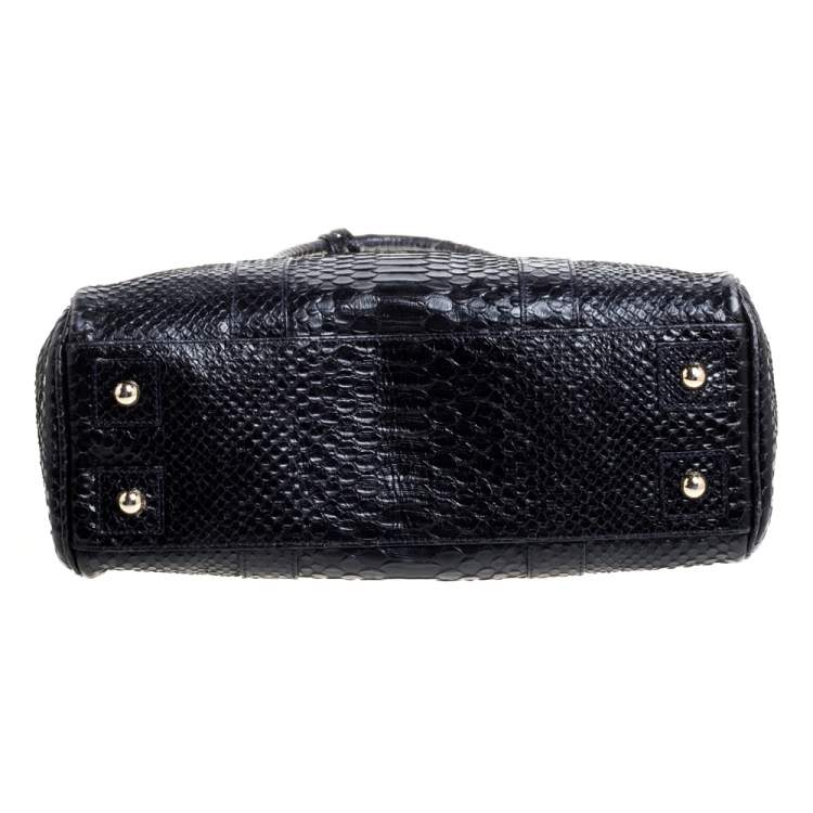 Pre Owned Mulberry Deep Midnight Blue Python Effect Leather Bayswater Satchel