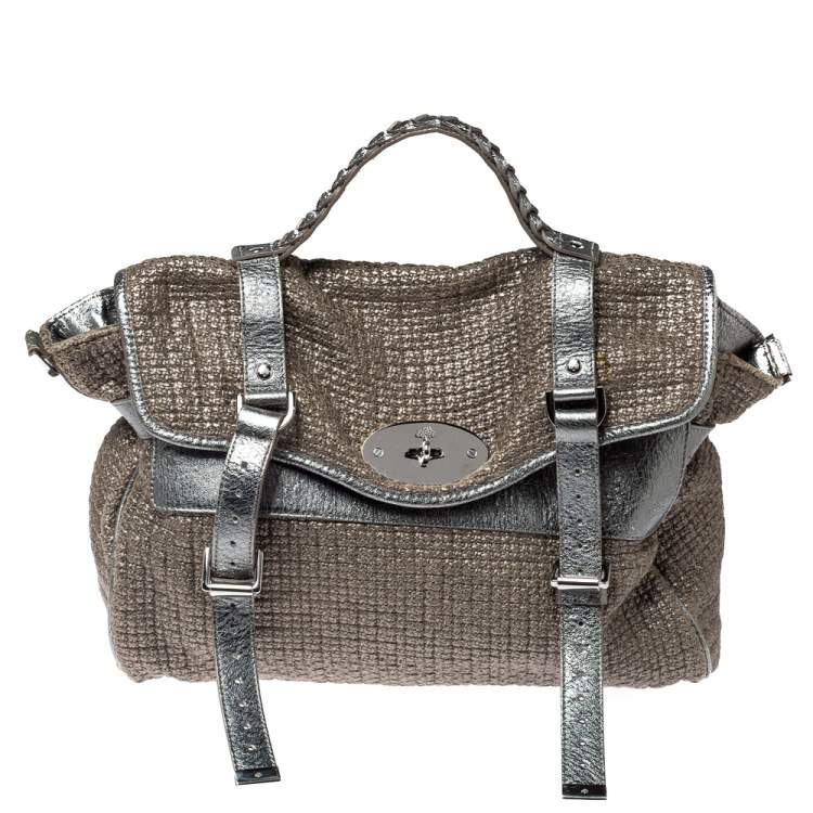 Pre Owned Mulberry Metallic Woven Fabric and Leather Alexa Top Handle Bag
