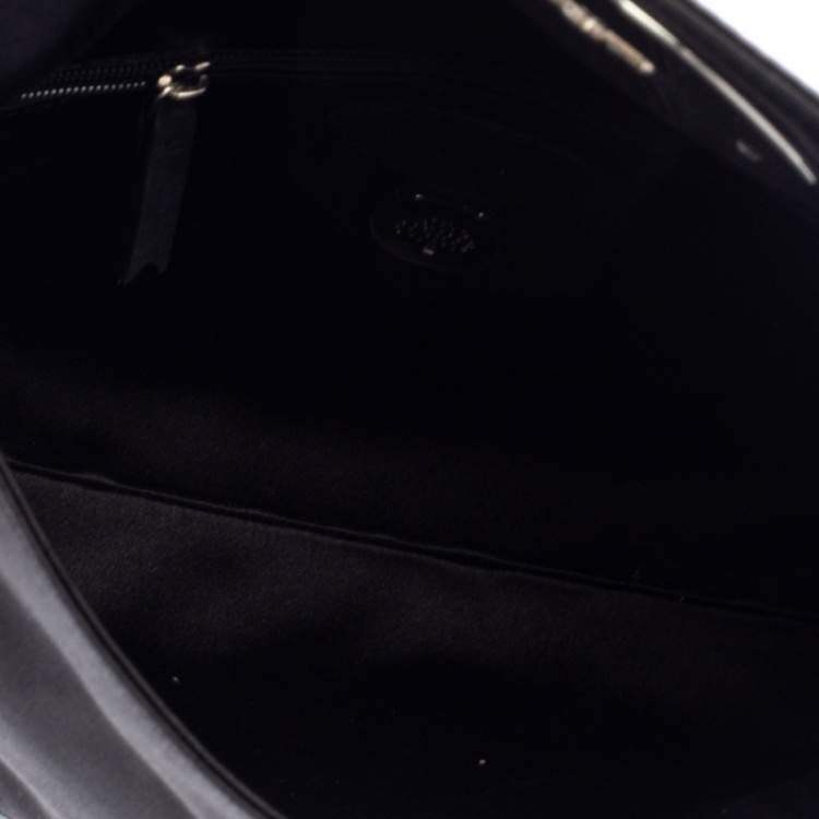 Pre Owned Mulberry Black Satin Embellished Clemmie Foldover Clutch