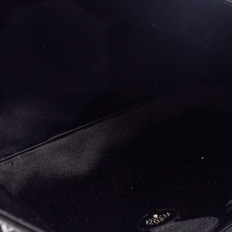 Pre Owned Mulberry Black Satin Embellished Clemmie Foldover Clutch