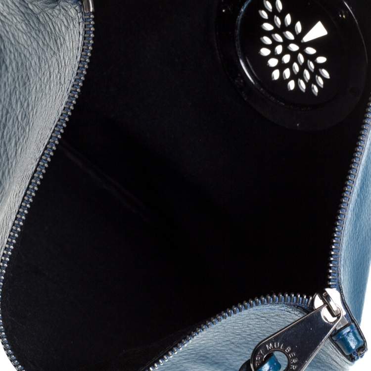 Pre Owned Mulberry Dark Teal Leather Daria Fold Over Clutch