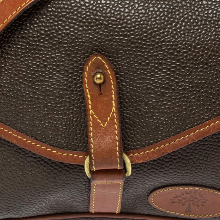 Pre Owned Mulberry Dark Brown Textured Leather Vintage Flap Crossbody Bag