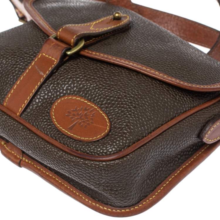 Pre Owned Mulberry Dark Brown Textured Leather Vintage Flap Crossbody Bag