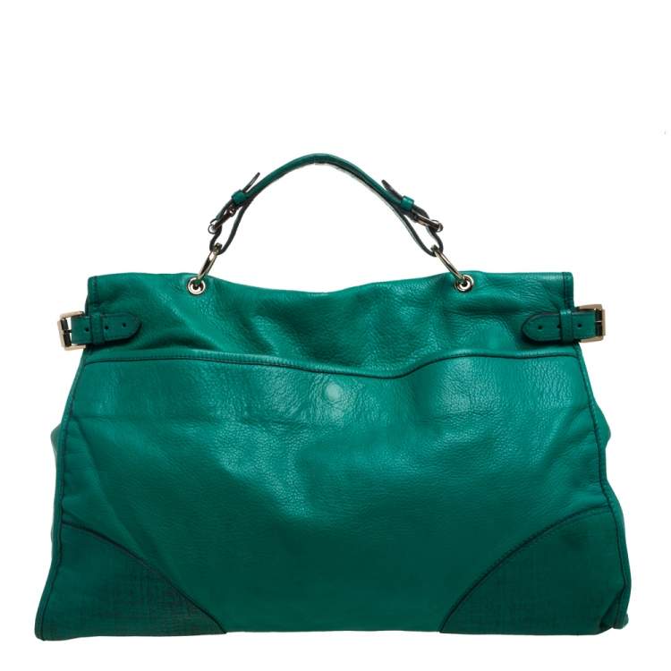 Pre Owned Mulberry Green Leather Taylor Top Handle Bag