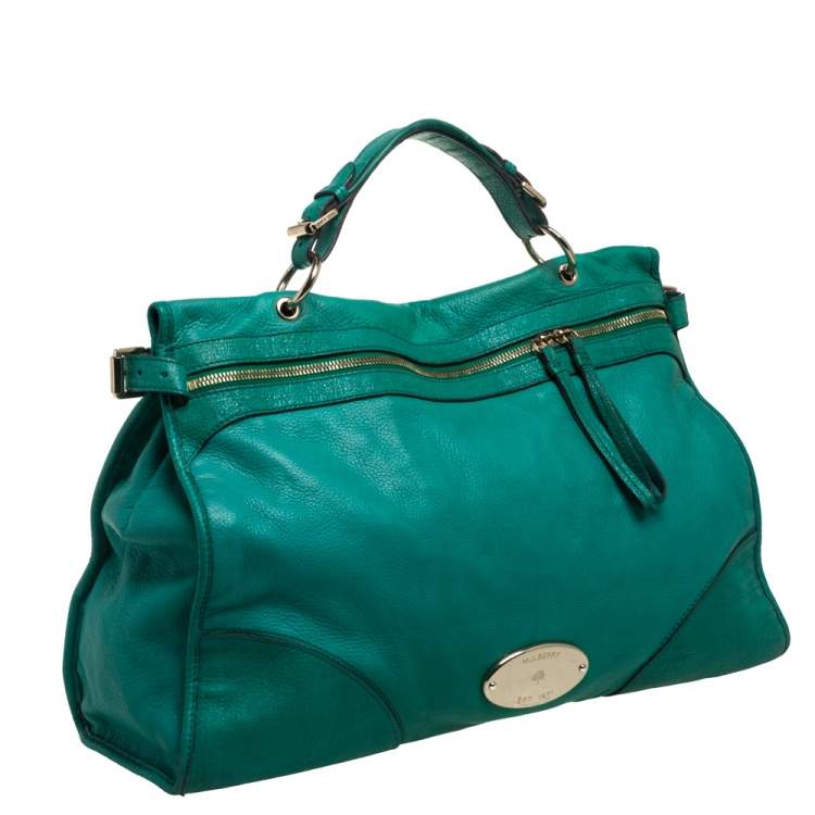 Pre Owned Mulberry Green Leather Taylor Top Handle Bag