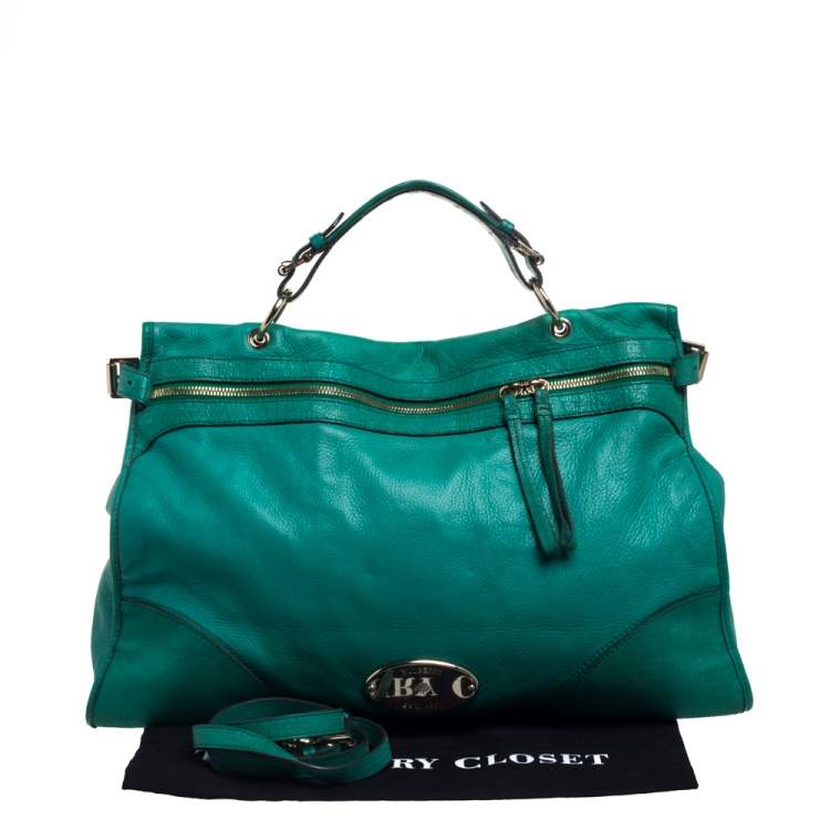 Pre Owned Mulberry Green Leather Taylor Top Handle Bag