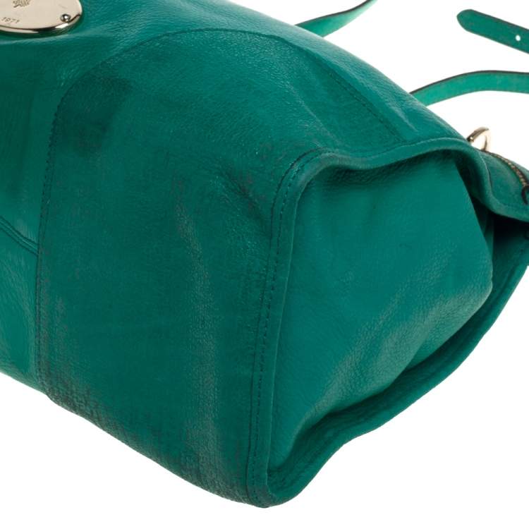 Pre Owned Mulberry Green Leather Taylor Top Handle Bag