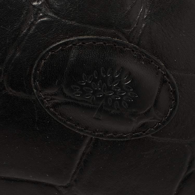 Pre Owned Mulberry Black Croc Embossed Leather Shoulder Bag