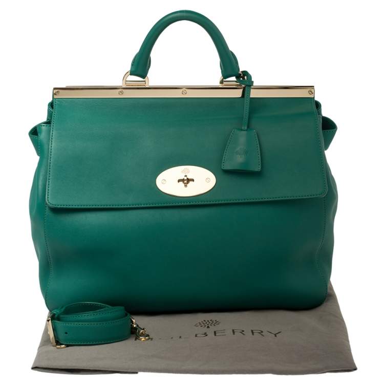 Pre Owned Mulberry Green Leather  Suffolk Top Handle Bag