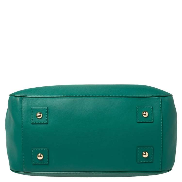 Pre Owned Mulberry Green Leather  Suffolk Top Handle Bag