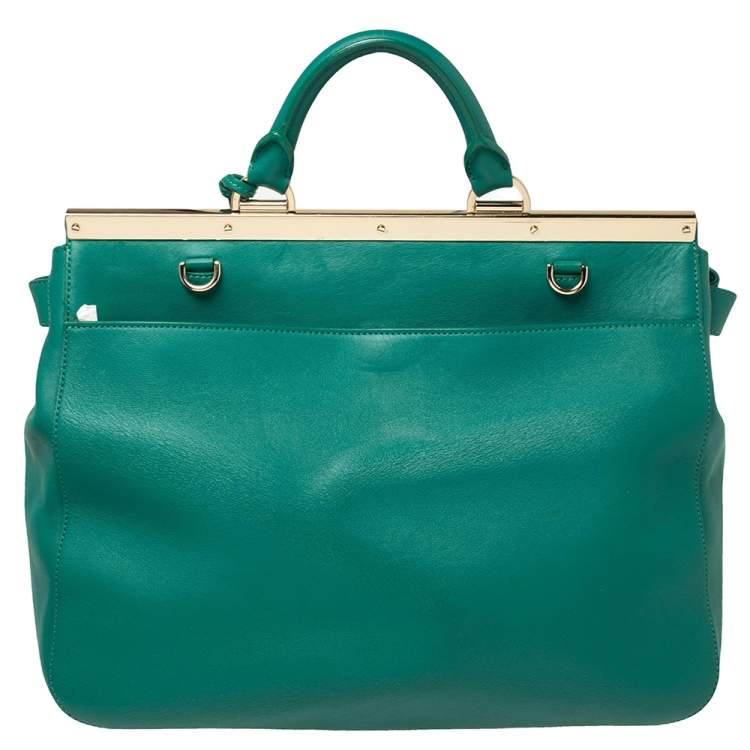 Pre Owned Mulberry Green Leather  Suffolk Top Handle Bag
