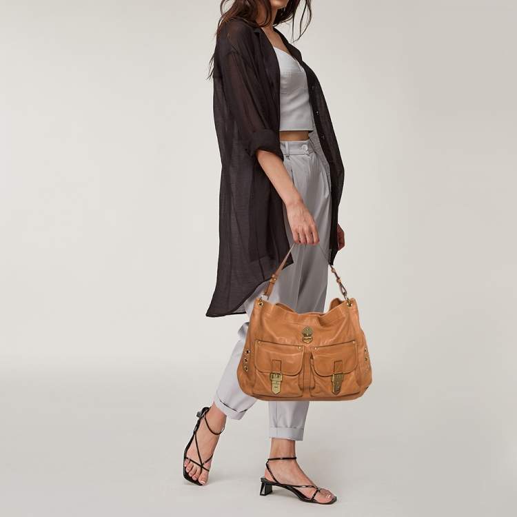 Pre Owned Mulberry Tan Soft Leather Buckle Pocket Hobo