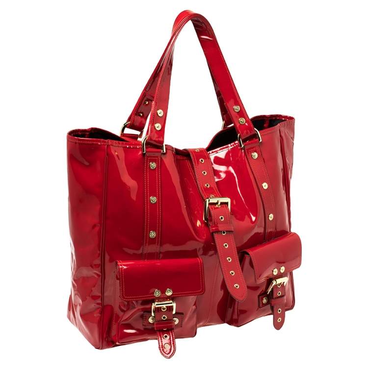Pre Owned Mulberry Red Patent Leather Roxanne Tote