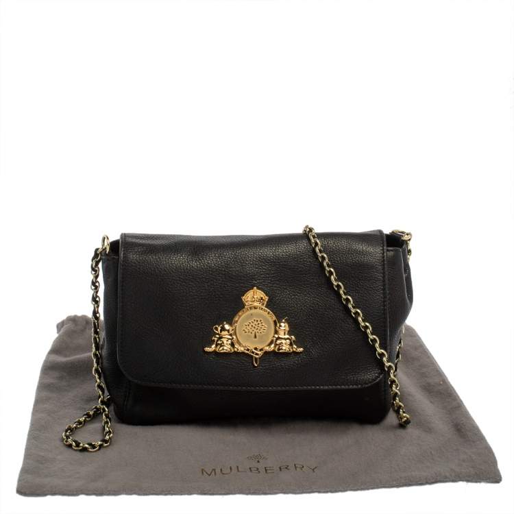 Pre Owned Mulberry Black Leather Chain Crossbody Bag