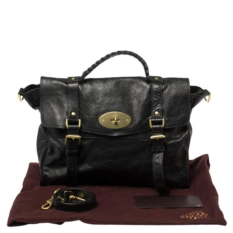 مملوكة مسبقًا Mulberry Black Leather Oversized Alexa Satchel