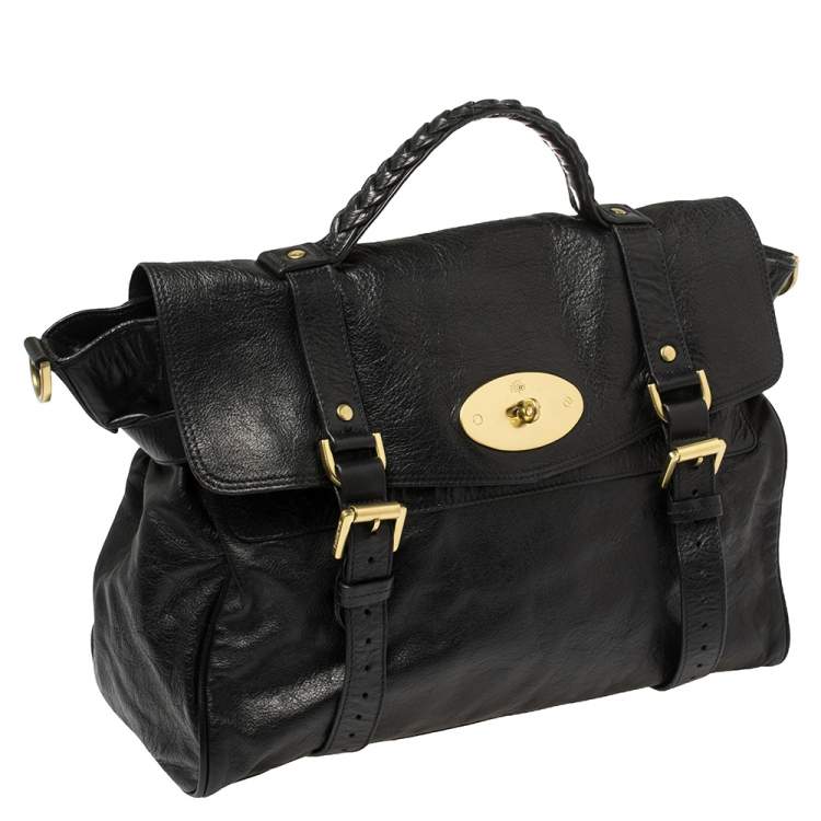 مملوكة مسبقًا Mulberry Black Leather Oversized Alexa Satchel