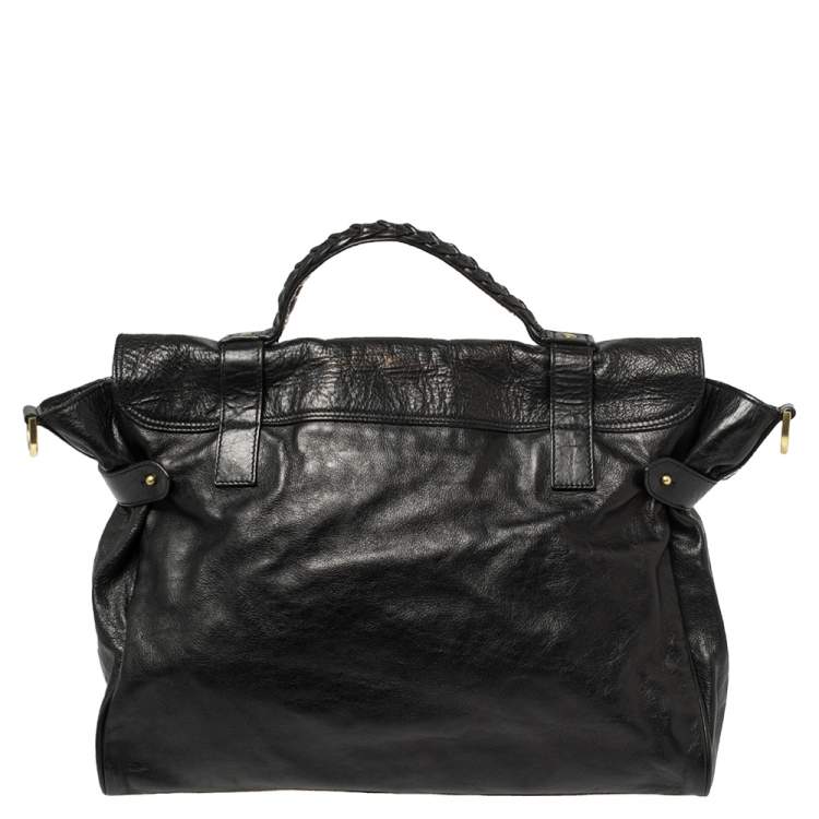 مملوكة مسبقًا Mulberry Black Leather Oversized Alexa Satchel