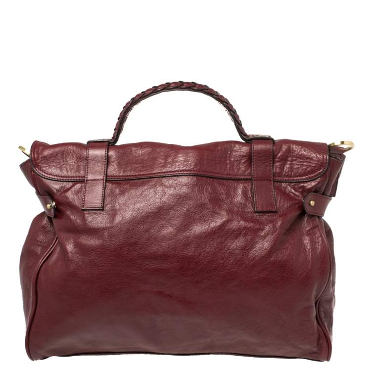 مملوكة مسبقًا Mulberry Dark Red Leather Oversized Alexa Satchel