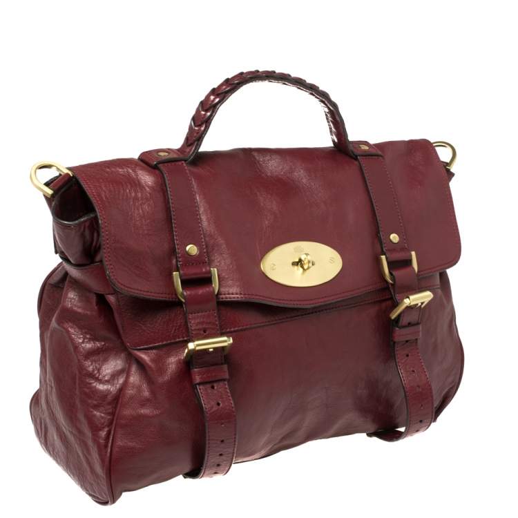 مملوكة مسبقًا Mulberry Dark Red Leather Oversized Alexa Satchel