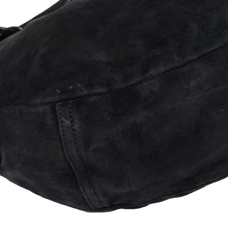 Pre Owned Mulberry Navy Blue Croc Effect Suede Daria Shoulder Bag
