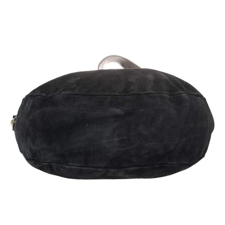 Pre Owned Mulberry Navy Blue Croc Effect Suede Daria Shoulder Bag