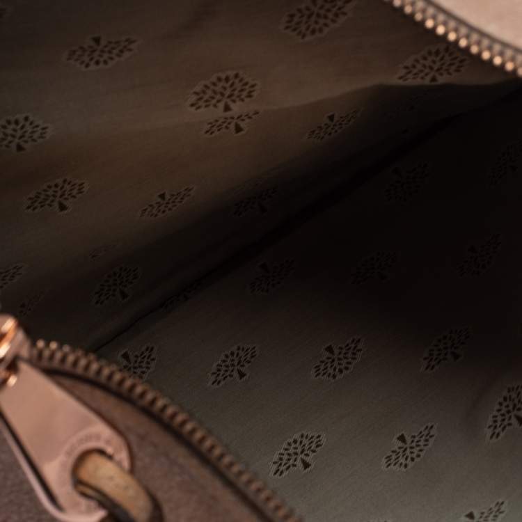 Pre Owned Mulberry Rose Gold Shimmer Nubuck Leather Daria Fold Over Clutch