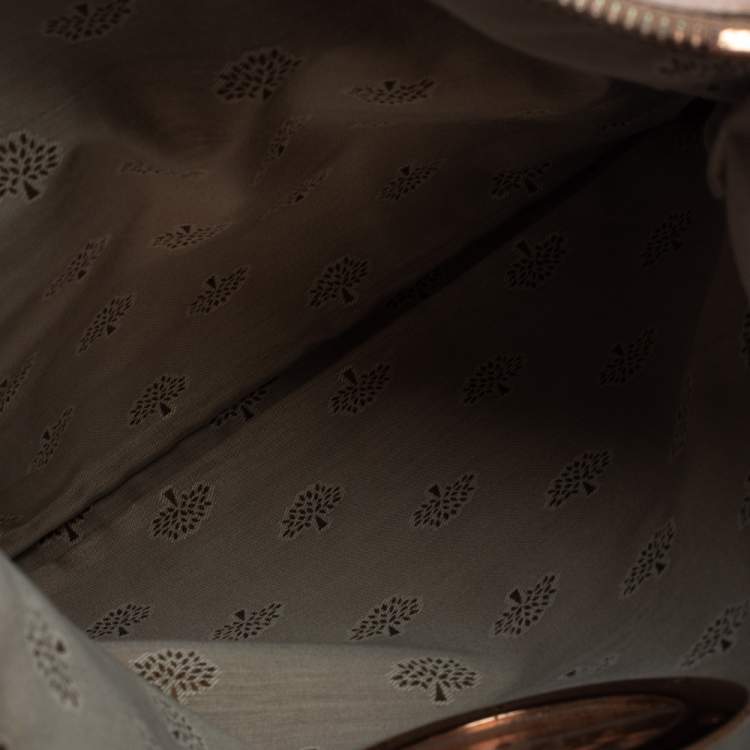 Pre Owned Mulberry Rose Gold Shimmer Nubuck Leather Daria Fold Over Clutch