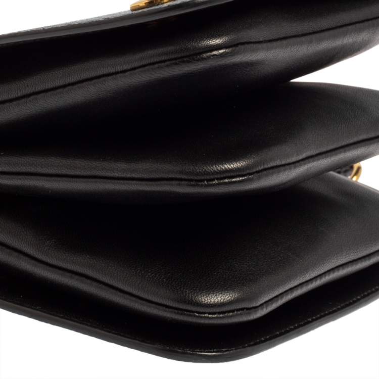 Pre Owned Mulberry Blue/Black Lizard Embossed Leather Clifton Crossbody Bag
