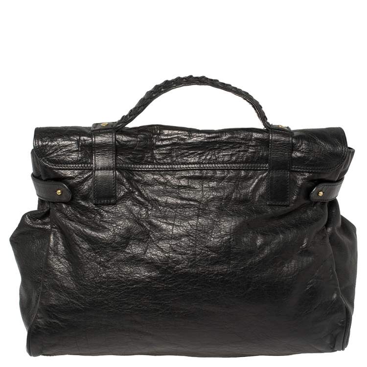 مملوكة مسبقًا Mulberry Black Leather Oversized Alexa Satchel