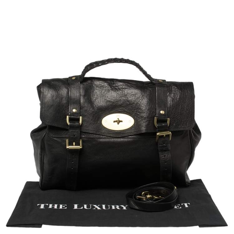 مملوكة مسبقًا Mulberry Black Leather Oversized Alexa Satchel