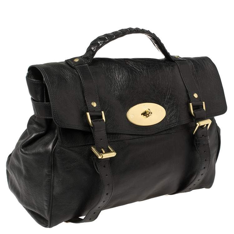 مملوكة مسبقًا Mulberry Black Leather Oversized Alexa Satchel