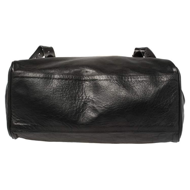 مملوكة مسبقًا Mulberry Black Leather Oversized Alexa Satchel