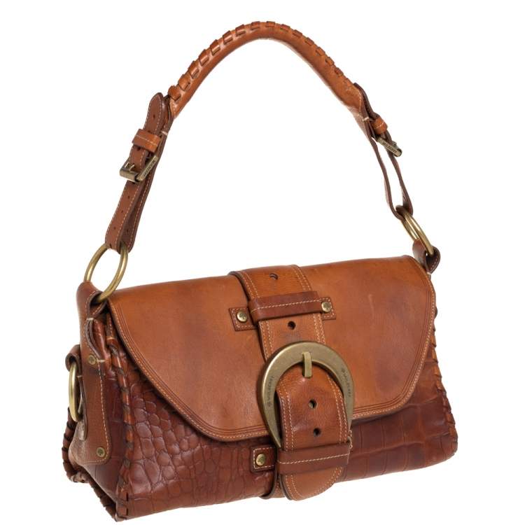 Pre Owned Mulberry Brown Leather Buckle Flap Top Handle Bag