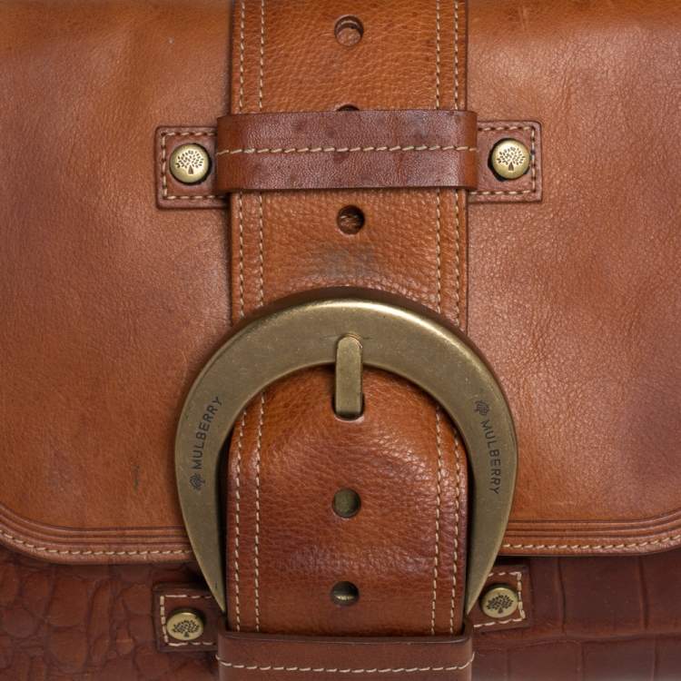 Pre Owned Mulberry Brown Leather Buckle Flap Top Handle Bag