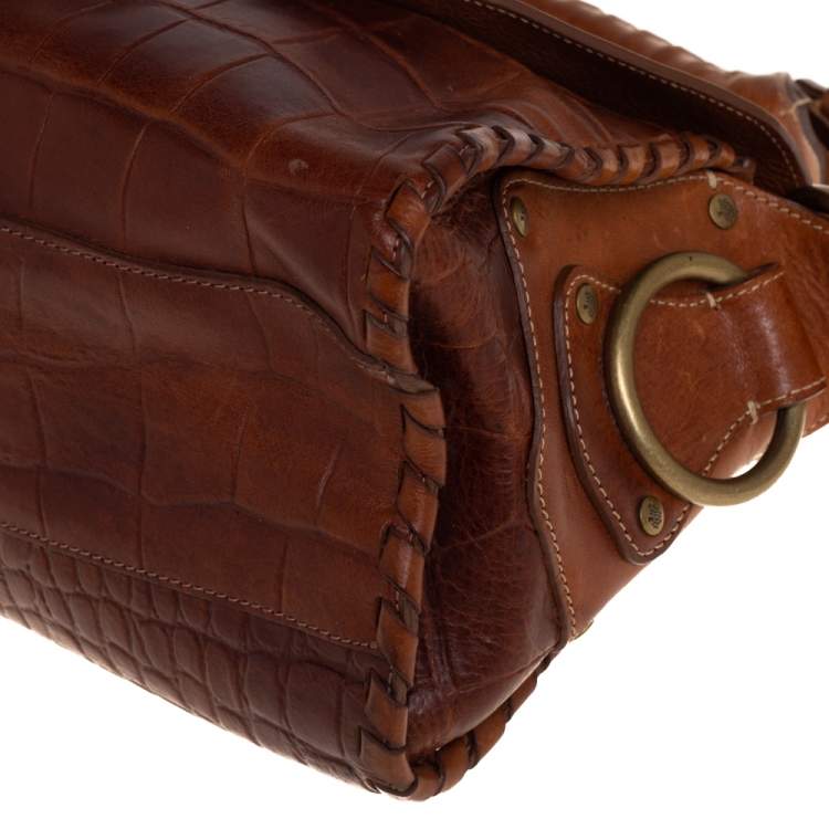 Pre Owned Mulberry Brown Leather Buckle Flap Top Handle Bag