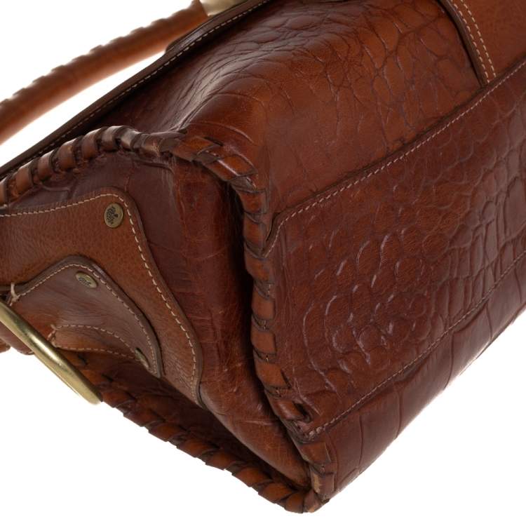 Pre Owned Mulberry Brown Leather Buckle Flap Top Handle Bag