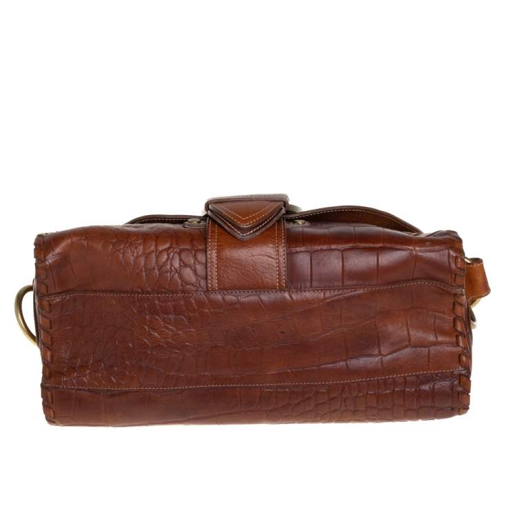 Pre Owned Mulberry Brown Leather Buckle Flap Top Handle Bag