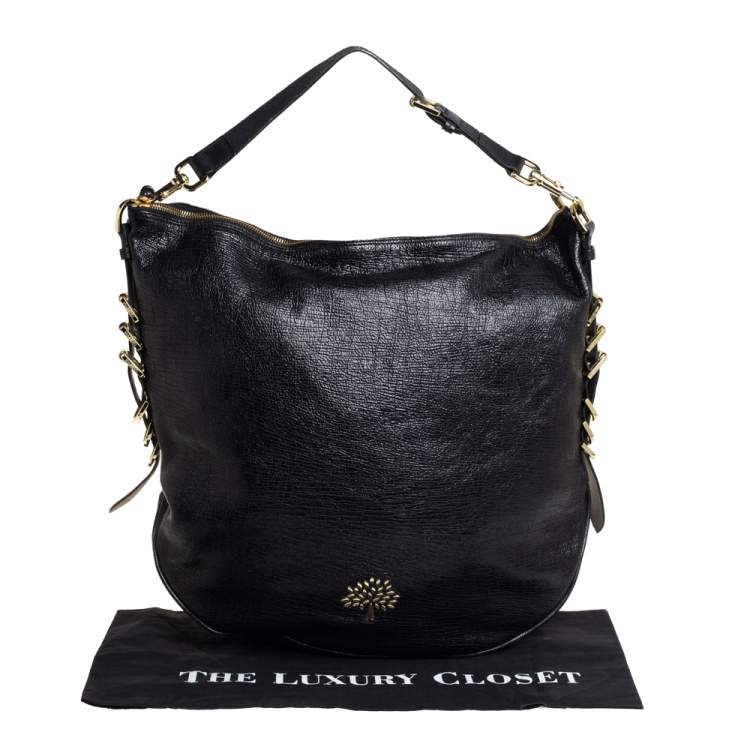 Pre Owned Mulberry Black Textured Leather Mila Hobo 
