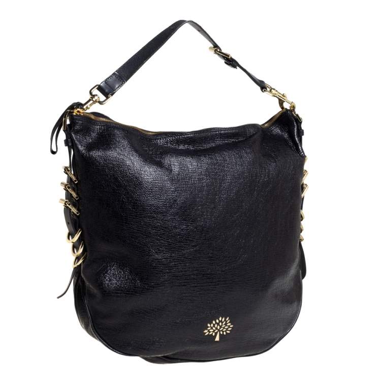 Pre Owned Mulberry Black Textured Leather Mila Hobo 