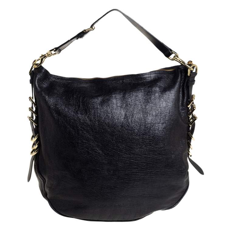 Pre Owned Mulberry Black Textured Leather Mila Hobo 