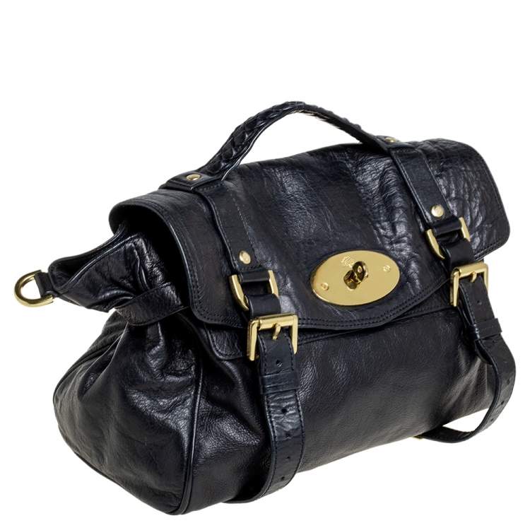 مملوكة مسبقًا Mulberry Black Leather Alexa Satchel