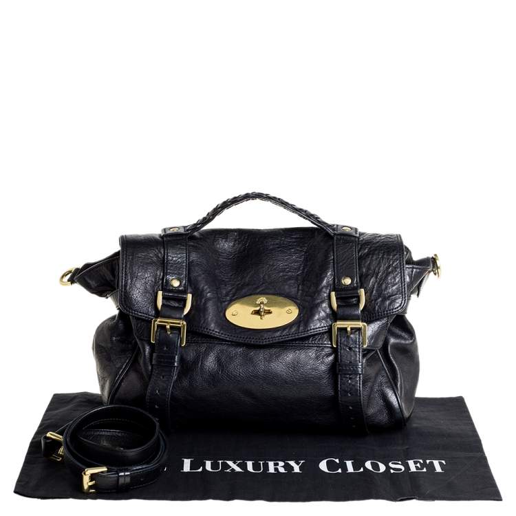 مملوكة مسبقًا Mulberry Black Leather Alexa Satchel