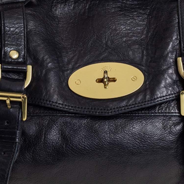 مملوكة مسبقًا Mulberry Black Leather Alexa Satchel