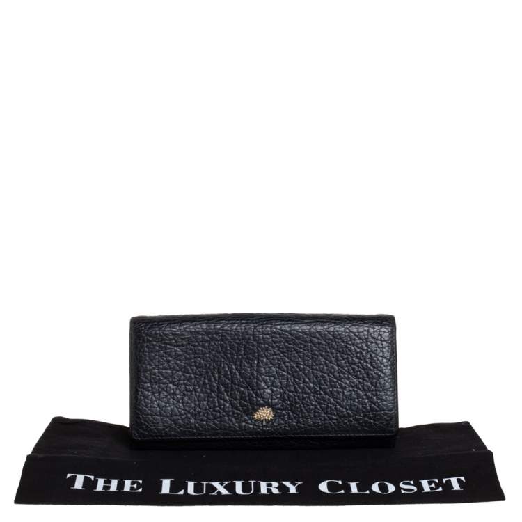 Pre Owned Mulberry Black Leather Flap Continental Wallet