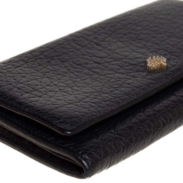 Pre Owned Mulberry Black Leather Flap Continental Wallet