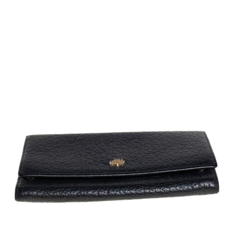 Pre Owned Mulberry Black Leather Flap Continental Wallet