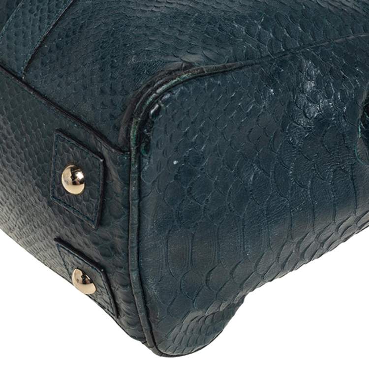 Pre Owned Mulberry Dark Green Python Effect Leather Bayswater Satchel