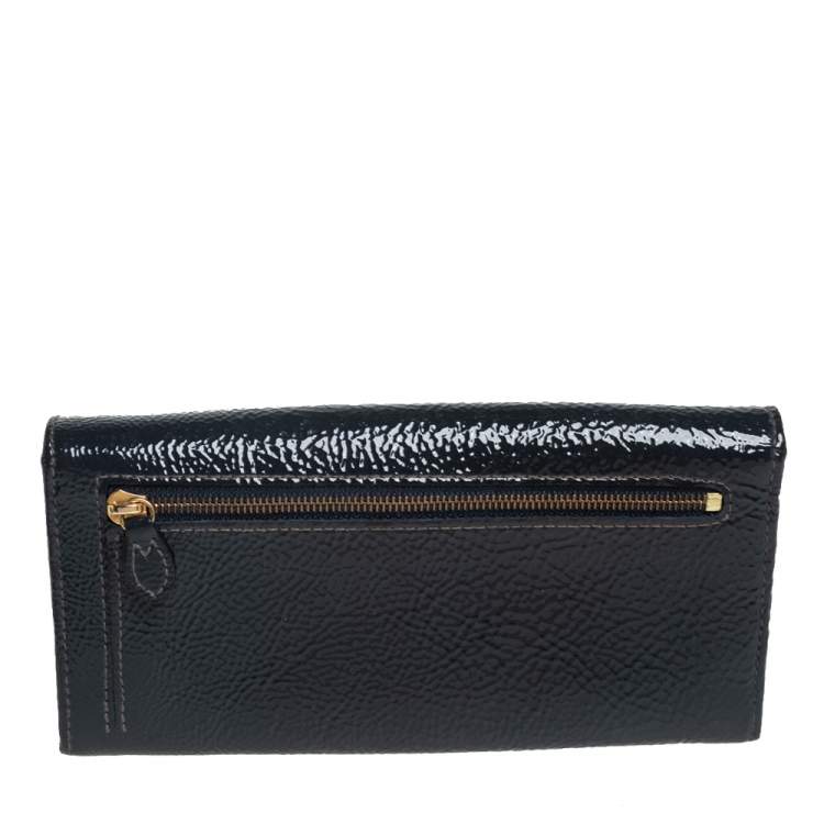 Pre Owned Mulberry Anthracite Patent Leather Flap Continental Wallet